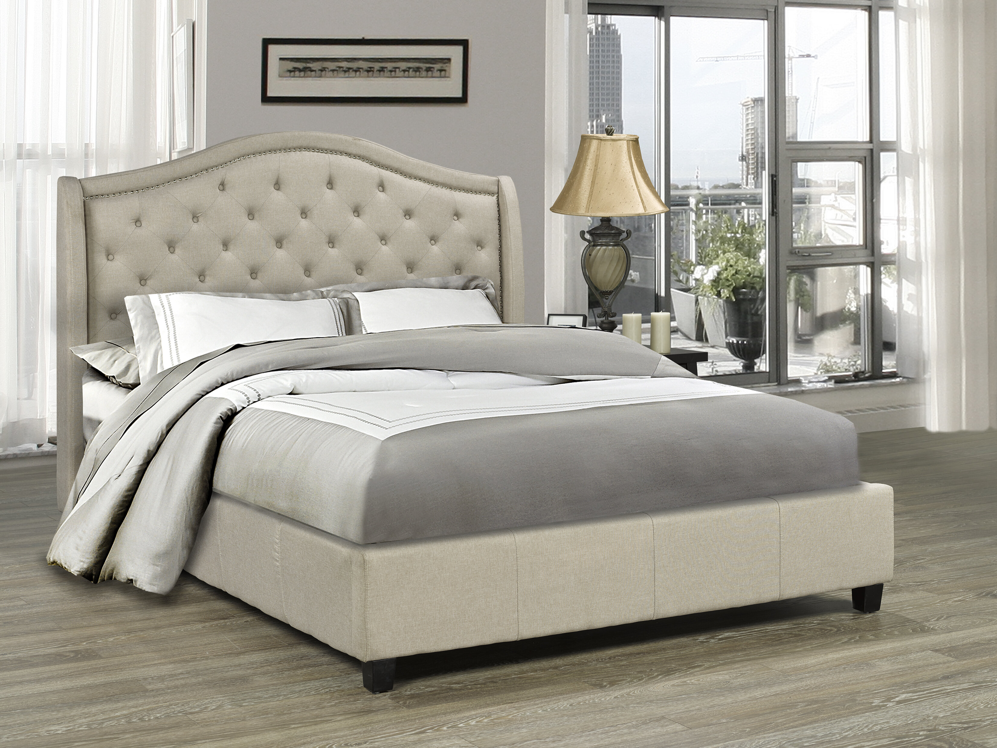 Milan wingback upholstered online platform bed