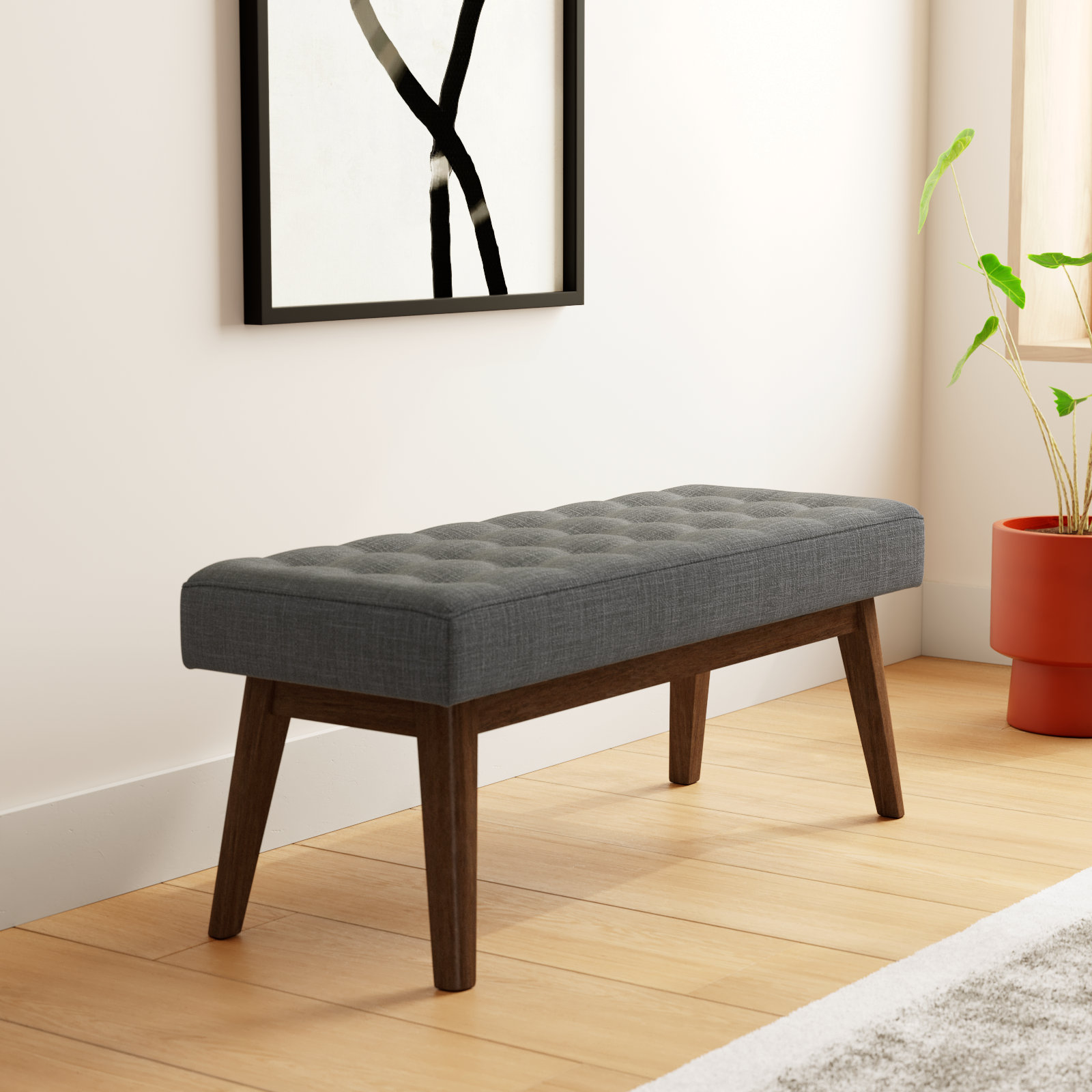 Harris 43" Entryway Bench, Dark Gray