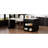 Kitchen Island With Expandable Table For 4-6, Black Wood Grain Cabinet, 2 Drawers, Side Open Shelves, Port Modern Extendable Dining, Ample Storage, Ac Outlets, Faux Marble Countertop-344133658