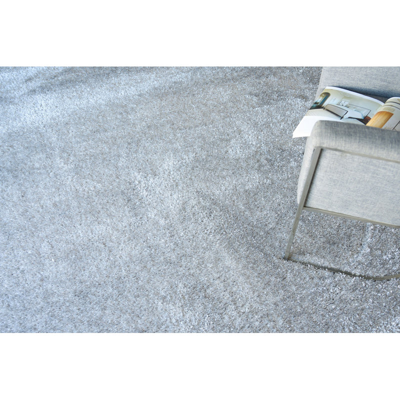 Luxe Shag Powerloom Microfiber/Polyester Area Rug in Silver, Rectangle 10' x 14'