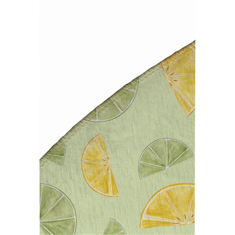 Summer Limes & Lemons Outdoor Rug, Round 5'