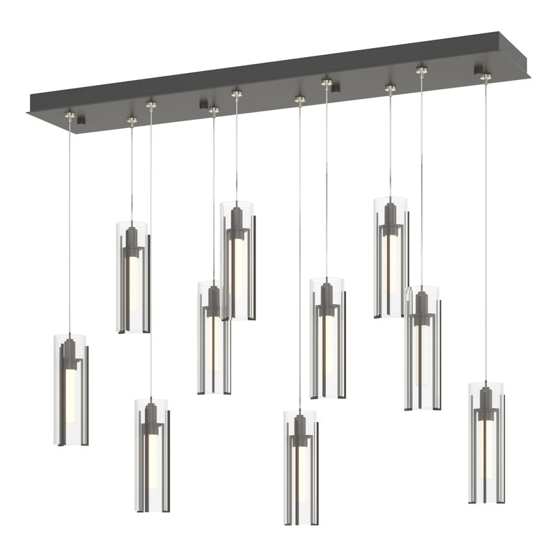 Exos 10 - Light Cylinder Pendant, Long: 13" to 80", Clear Glass, Dark Smoke