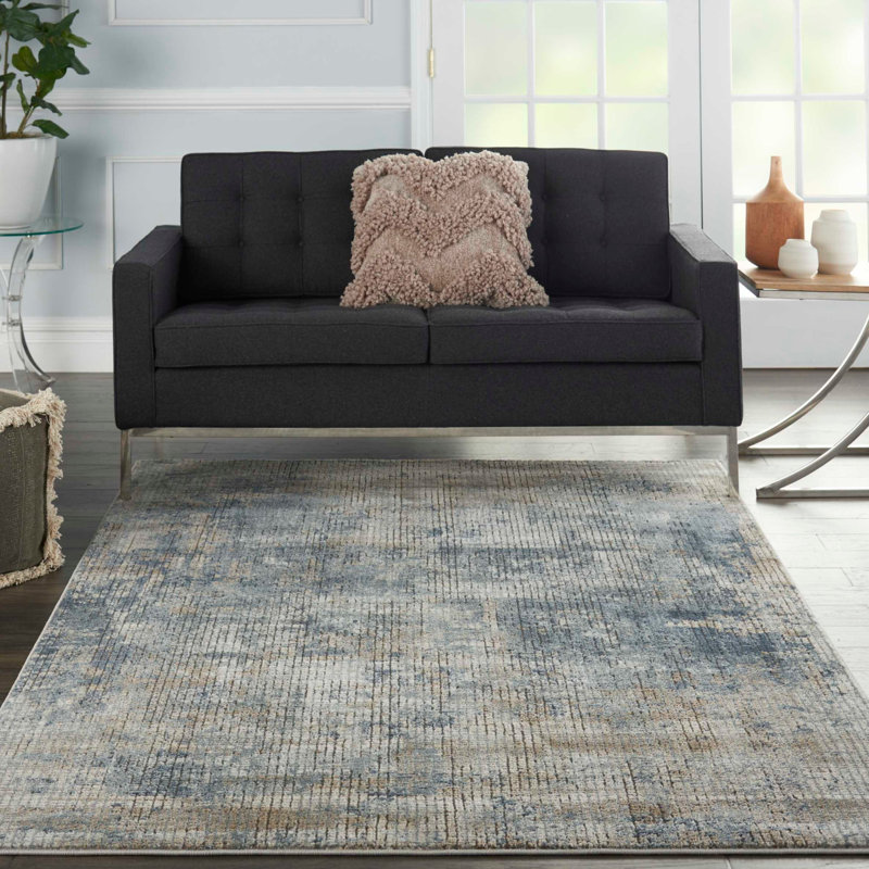 Adda Abstract Blue/Gray Area Rug, Rectangle 7'10" x 9'10"