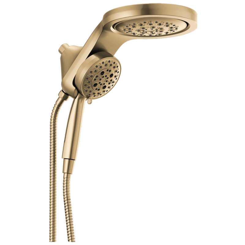 Pomme de douche double à 5 jets et douche à main avec H2Okinetic 2,5 GPM HydraChoice Hydrorain, Bronze champagne