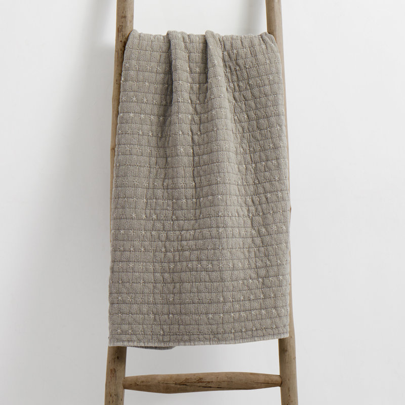 Eyelet Taupe Quilted Throw, Taupe