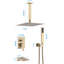 Système de douche Gold Brush 12 pouces avec bec cascade et trousse portable gérable