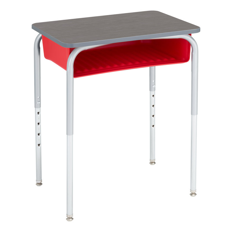 Bureau d'étudiant à hauteur ajustable avec boîte à livres (paquet de 2), Brume argentée, Cosmic Strandz / rouge