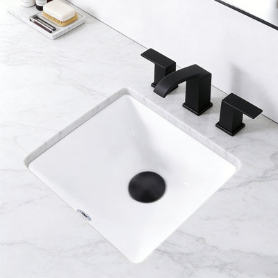KARAMAG 12 po Petit lavabo de salle de bain carré encastré avec trop-plein en porcelaine blanche
