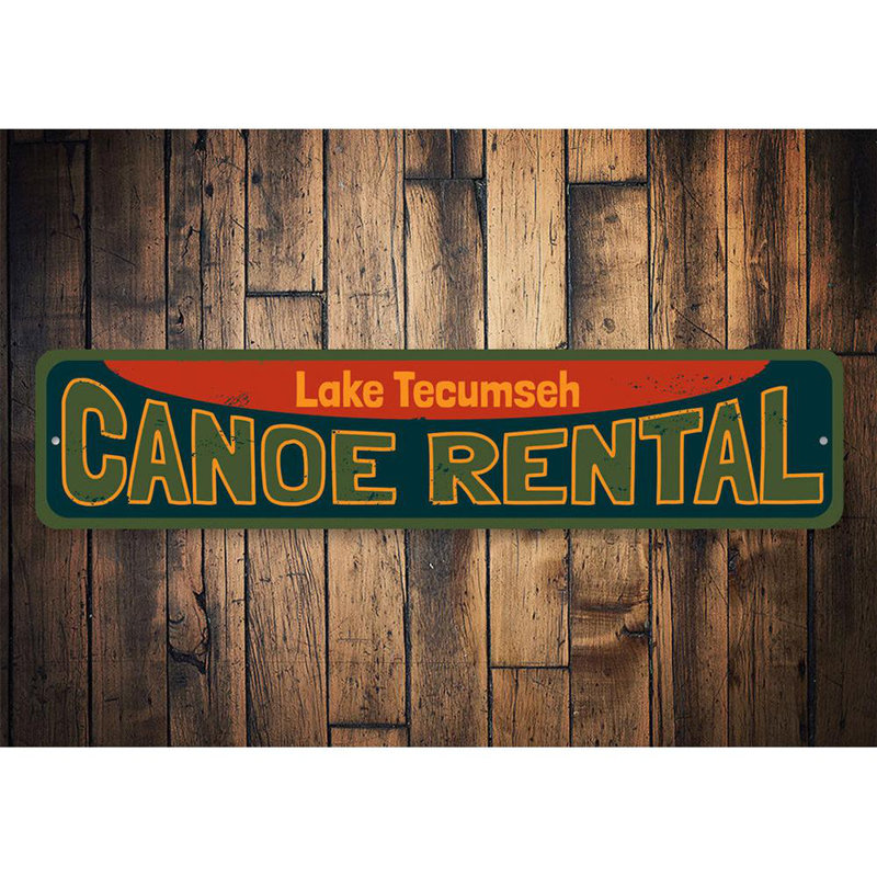 Enseigne en métal Canoe, H 4 po x l 18 po x P 0,04 po