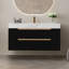 Meuble-lavabo moderne en faux marbre de 35,4 po avec lavabo sous-comptoir, surface en pierre frittée, armoire imperméable, quatre tiroirs de rangement, comptoir en céramique contemporain à option sur pied, solide à plusieurs couches
