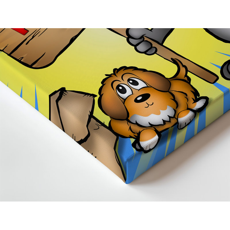 Toile dans une vibrante illustration de style dessin animé, un grand lapin d'art mural vertical, avec des yeux expressifs surdimensionnés et un long art mural sur toile