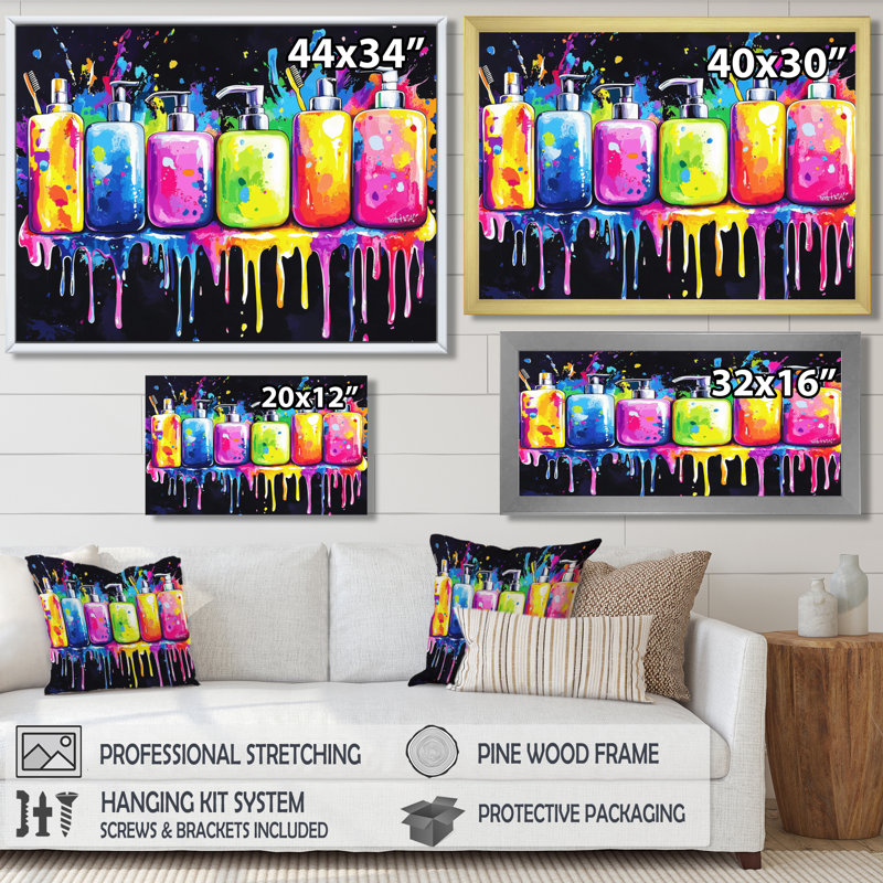 «Pop Art», impression sur toile, H 30 po x l 40 po, Cadre flottant sans passe-partout, Noir