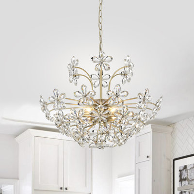Lustre en cristal marguerite à 6 lumières 22,4 po Arbel