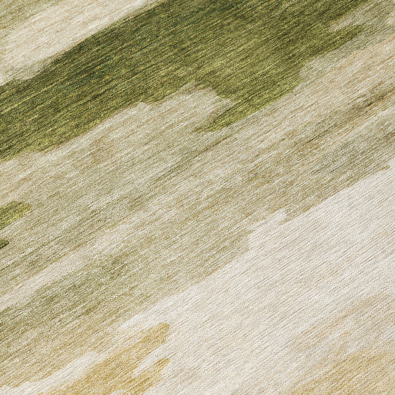 Machine Washable Indoor/Outdoor Chantille ACN2876 Abstract Rug, Olive, 9' x 12'