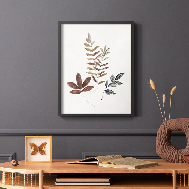 Feuilles d'automne II, reproduction encadrée - bois massif, Noir, H 20 po x l 16 po