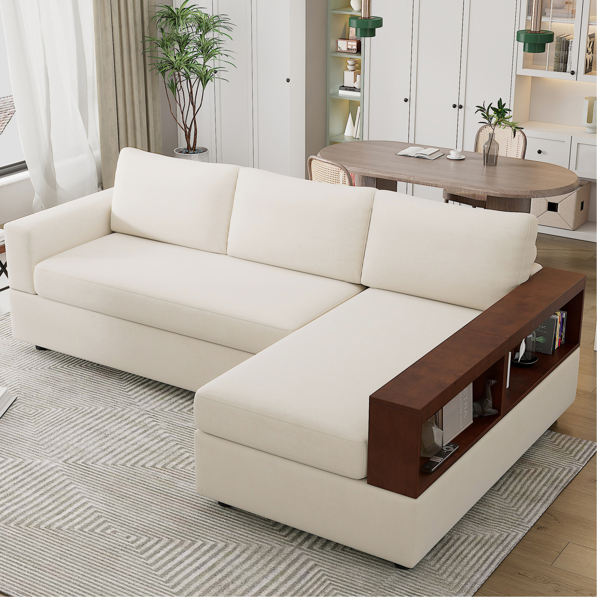 Latitude Run® Beige Sectional 87.4" With Reversible Arm And Chaise ...