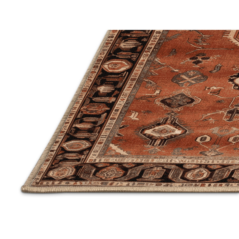 Tapis brun lavable à la machine, Carré 5 pi