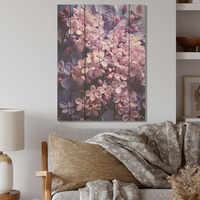 Lilas beauté dévoilé - lilas, art mural sur bois de pin naturel