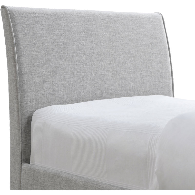 Pittenger Linen Textured Fabric Twin Trundle Bed, Grey Linen Textured Fabric