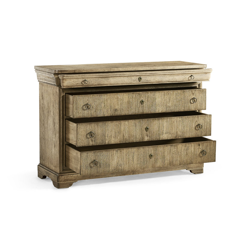 Commode à 4 tiroirs Entropie Louis Phillipe, Châtaignier rayé brun