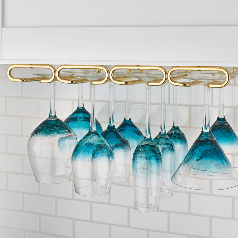 Rev-A-Shelf 11-Inch Quad Under-Cabinet Stemware and Wine Glass Rack Holder , Brass