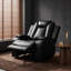 Fauteuil inclinable électrique moderne en cuir noir respirant de luxe moderne, fauteuil de cinéma maison ergonomique