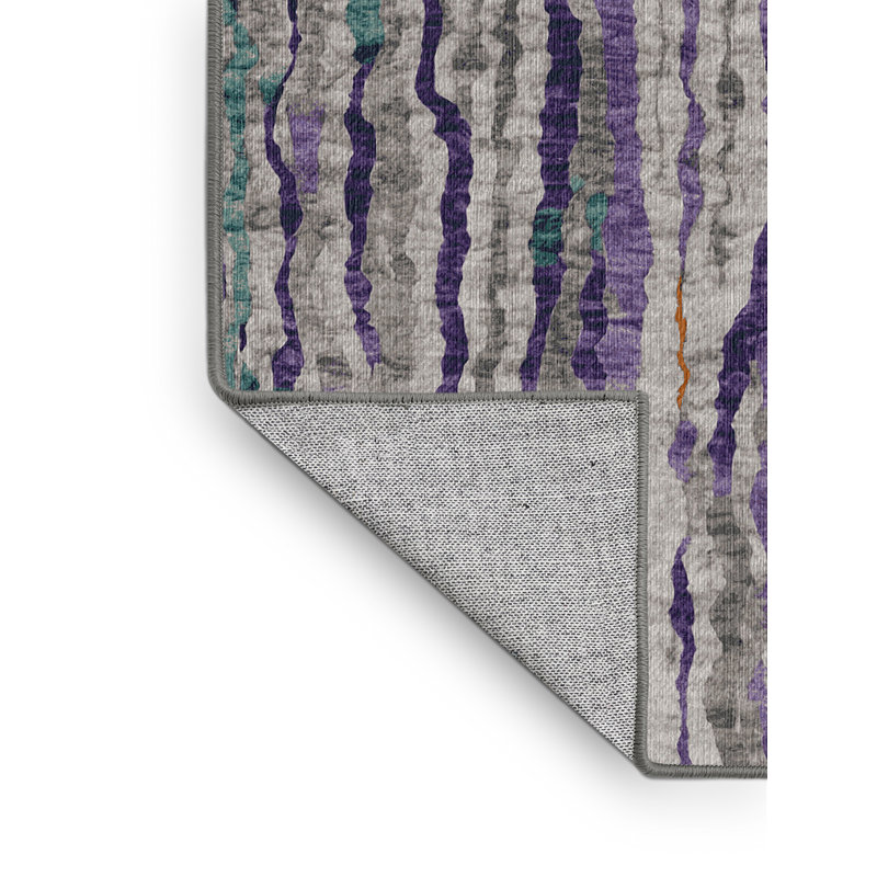 Machine Washable Gray Area Rug, Round 5'