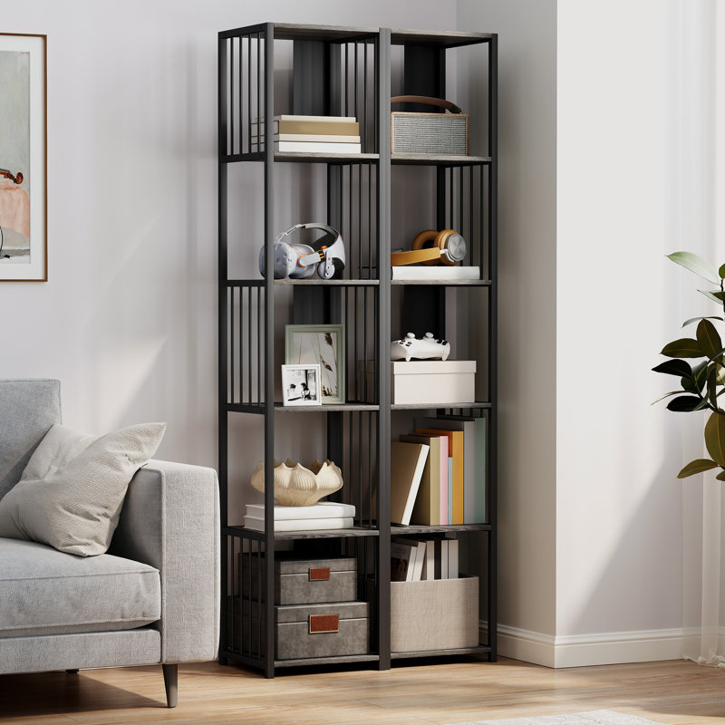 165cm H x 33.5cm W Steel Standard Bookcase, Grey