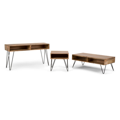 Hunter 3 - Piece Solid Wood Top Living Room Table Set