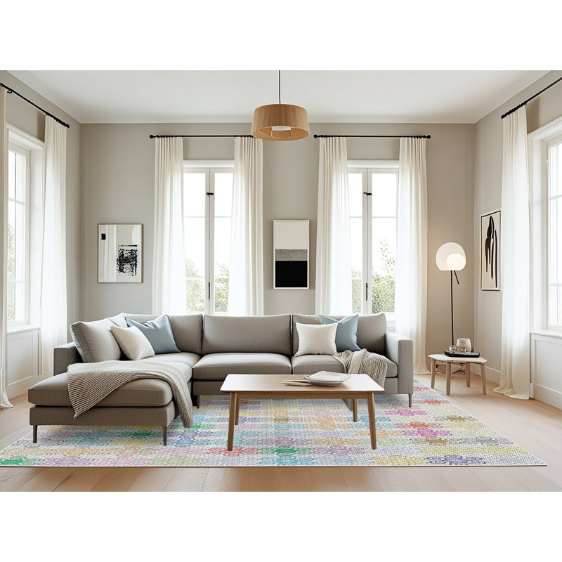 Tapis décoratif abstrait gris Penick, Rectangle 8 pi x 10 pi