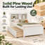 Lit simple pour enfant en bois massif avec tête de lit bibliothèque et lit gigogne simple-1194581753