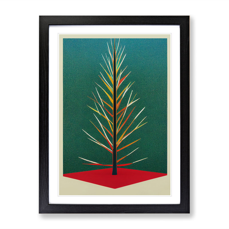 Retro Tree No.1 - Framed Print, Black Framed, 64cm H x 46cm W x 2cm D