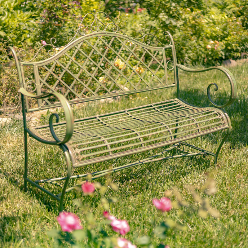 Banc de jardin en métal Stephania, Vert antique