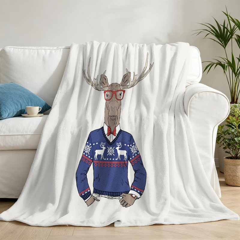 Jeté en flanelle transparente molletonnée, impression Hipster, Throw 50" x 60"