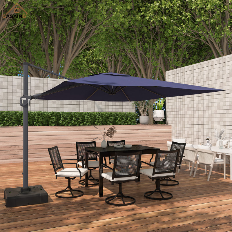 Parasol d'extérieur carré en porte-à-faux 130 po Aleksandrs, Bleu marine
