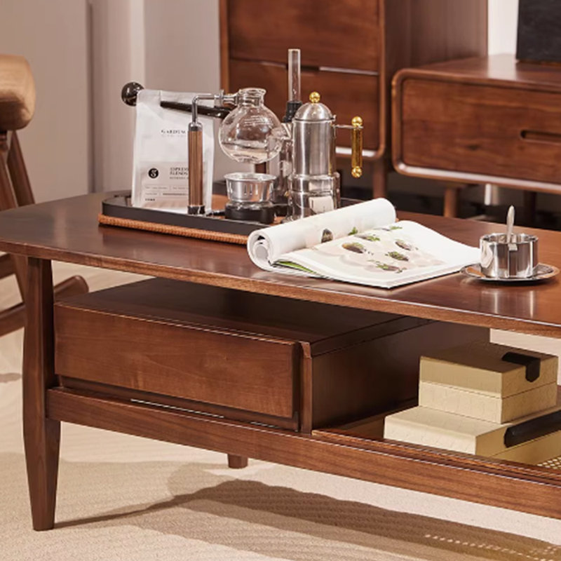 Table basse en osier de style rétro, H 17,71 po x L 47,24 po x l 21,65 po