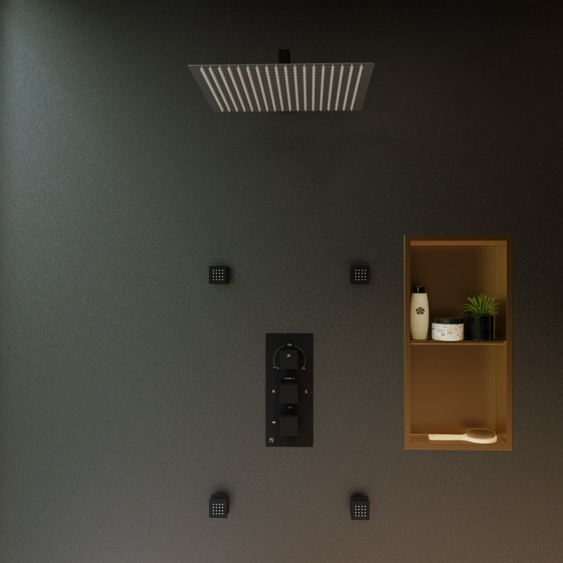 Bras de douche, Noir mat