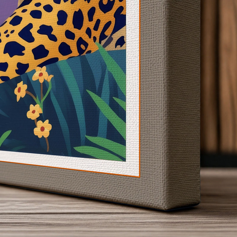 Golden Leopard Art Deco - Wrapped Canvas, 18x12 - 45.7 x 30.5 cm, Taupe Border