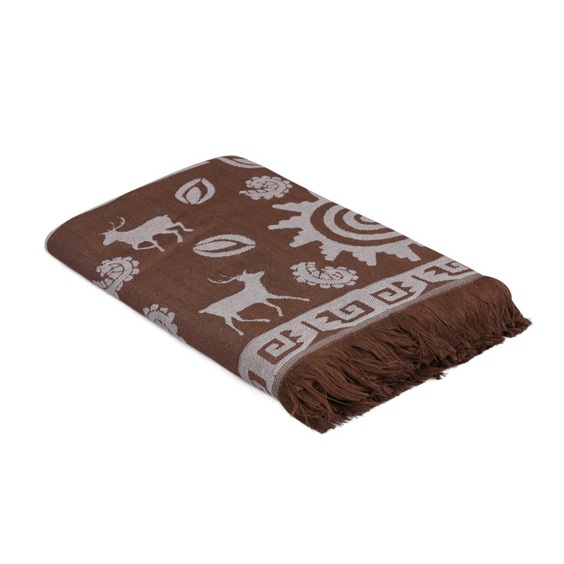 Serviette de plage 100% coton Lawlor, Brun / gris clair
