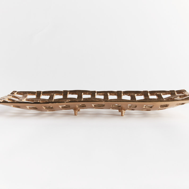 Lopa Decorative Rectangular Tray,  Champagne Gold