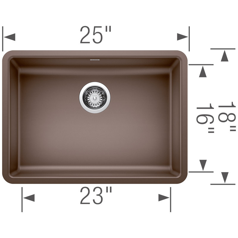 Precis SILGRANIT 25" ADA Single Bowl Undermount Kitchen Sink, Café Brown