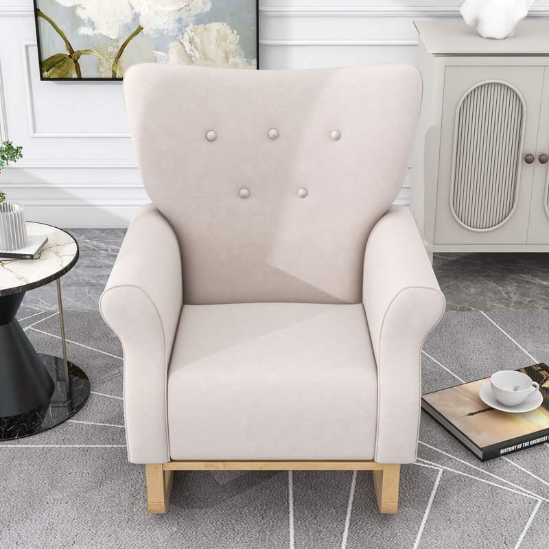 Chaise d'appoint rembourrée pour chambre à coucher Jakhyla, Velours beige