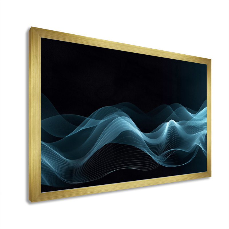 «Blue Black Contemplative Abstraction II», reproduction sur toile, H 16 po x l 32 po x P 1 po, Encadrement doré