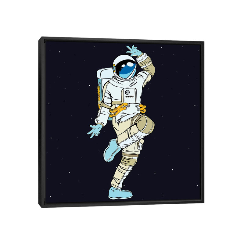 «Dancing Astronaut» par - Toile tendue, Toile avec cadre noir, H 12 po x l 12 po x P 1,5 po