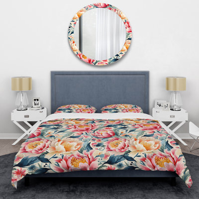 Ensemble de housse de couette Enchanting Pastel Garden Bouquet