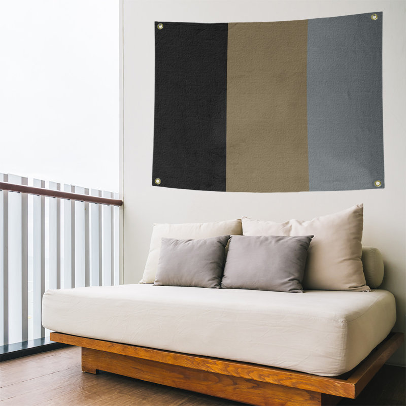 Tapisserie de polyester Anaheim, H 50 po x l 59 po x P 1 po, Noir / or métallique / argent