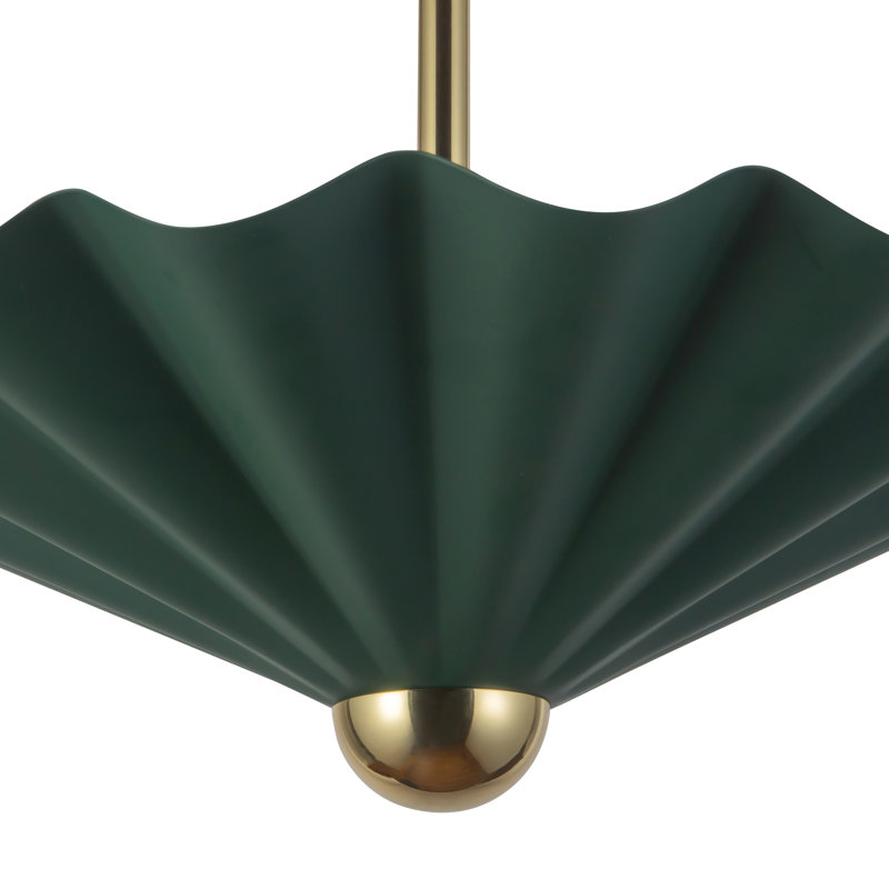 Furrow 16-in Red dimmable LED Pendant, 16-in, Green