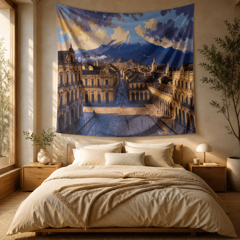 Tapisserie «Cities» Quito, Équateur, 51 po x 60 po