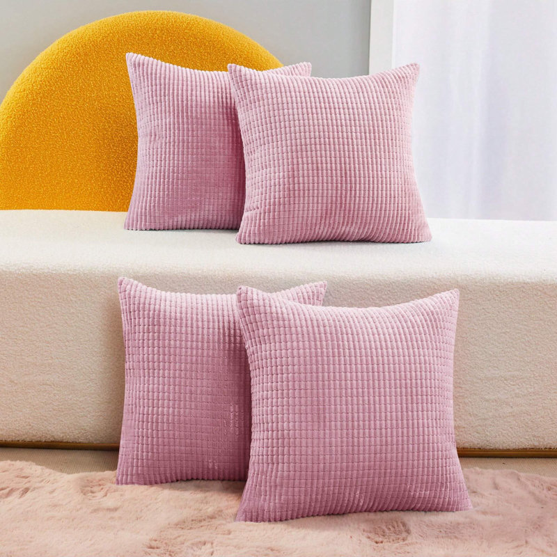 Pillow Cover, 4 Piece Set, Square 24", Baby Pink