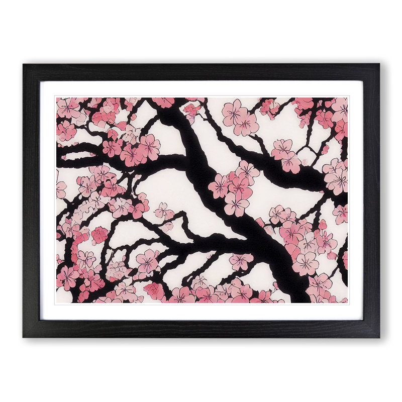 Sensational Cherry Blossom Tree Flowers - Framed Print, 46cm H x 64cm W x 2cm D, Black